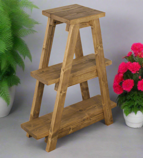 Rustic Traditional Style Handmade Solid Wood Pot/Display Stand