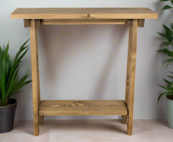 Rustic Traditional Style Handmade Solid Wood Freestanding Hall Table