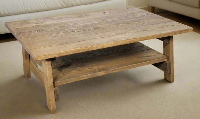 Rustic Traditional Style Handmade Solid Wood Coffee Table