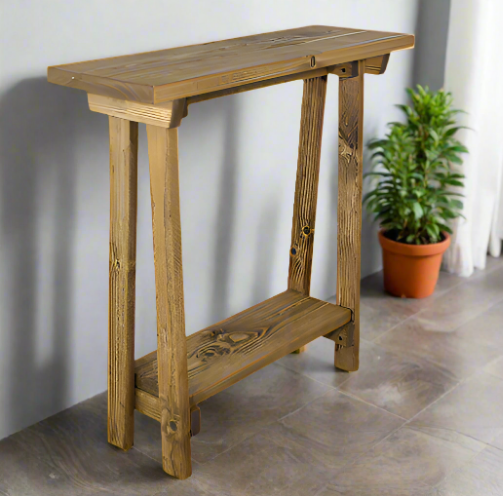 Rustic Traditional Style Handmade Solid Wood Freestanding Hall Table