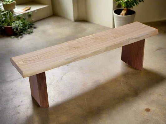 No146 Solid Hardwood Ash and Sweet Chestnut Live Edge Bench (150cm)