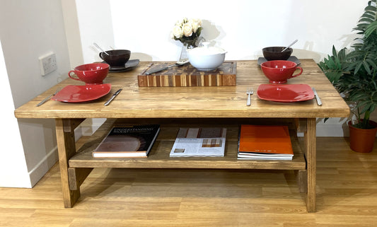 Rustic Traditional Style Handmade Solid Wood Coffee Table