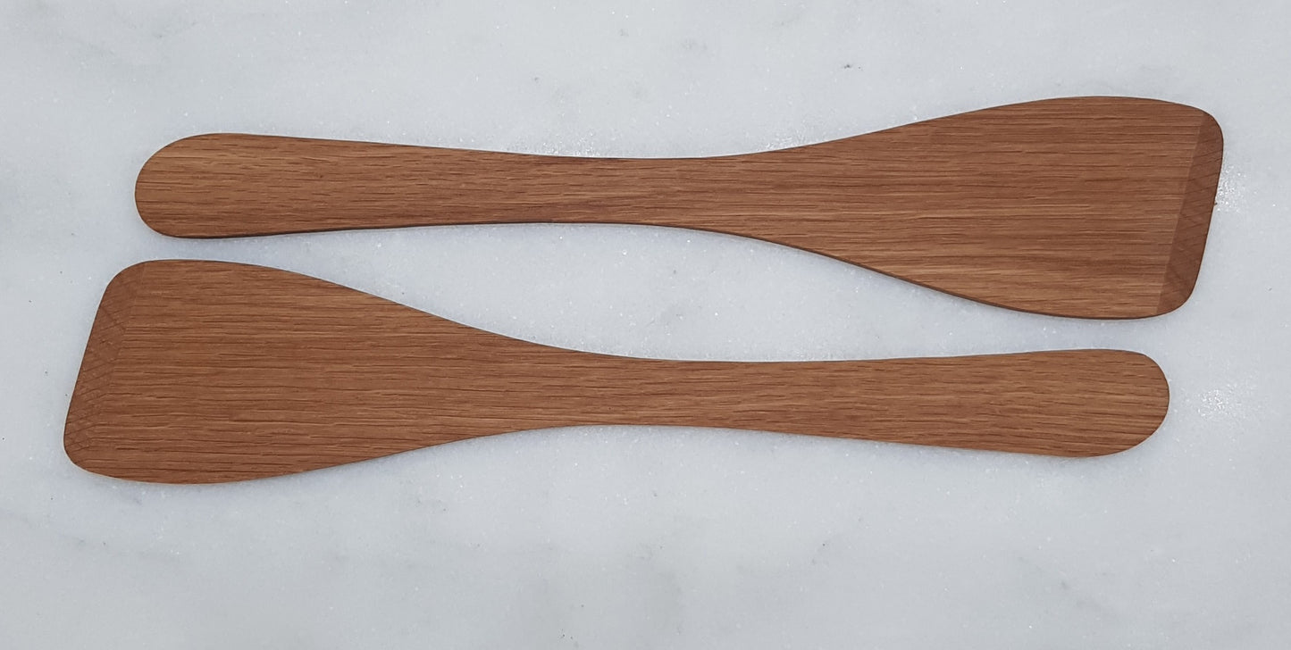 275mm Flat Oak Wooden Spatula Set